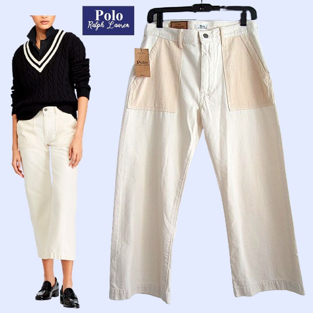 POLO Ralph Lauren NEW Big Pockets High Rise Crop Wide Leg Jean 28
